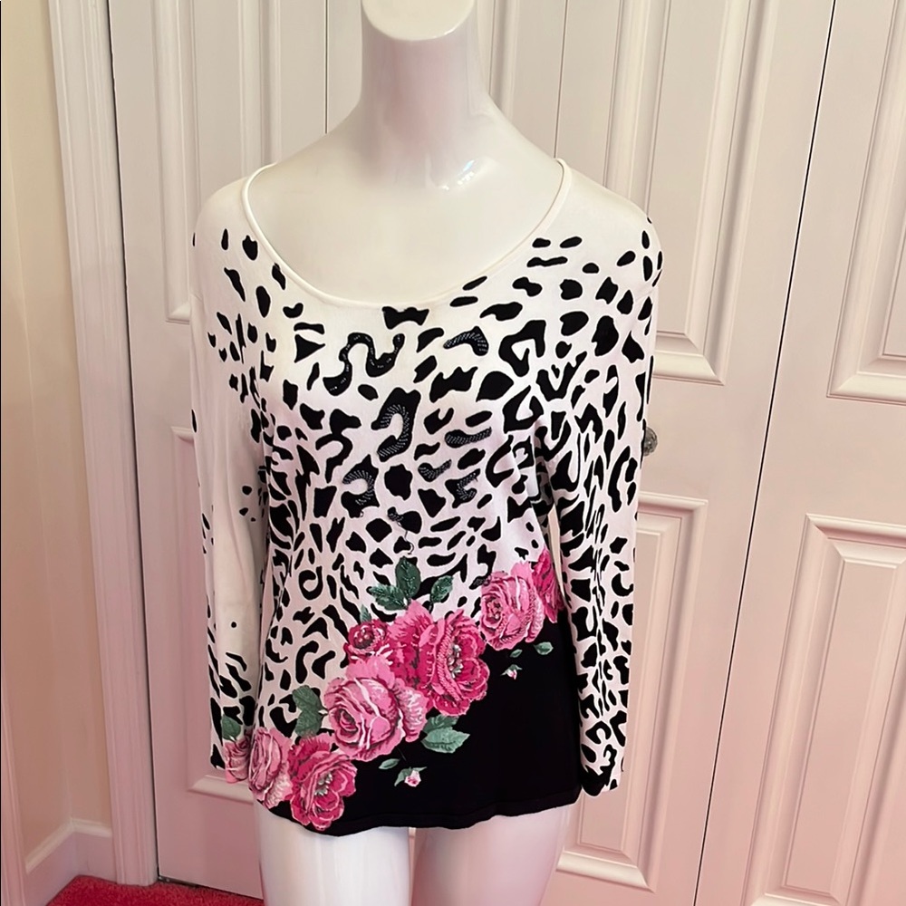 Floral Leopard Print Women's Top